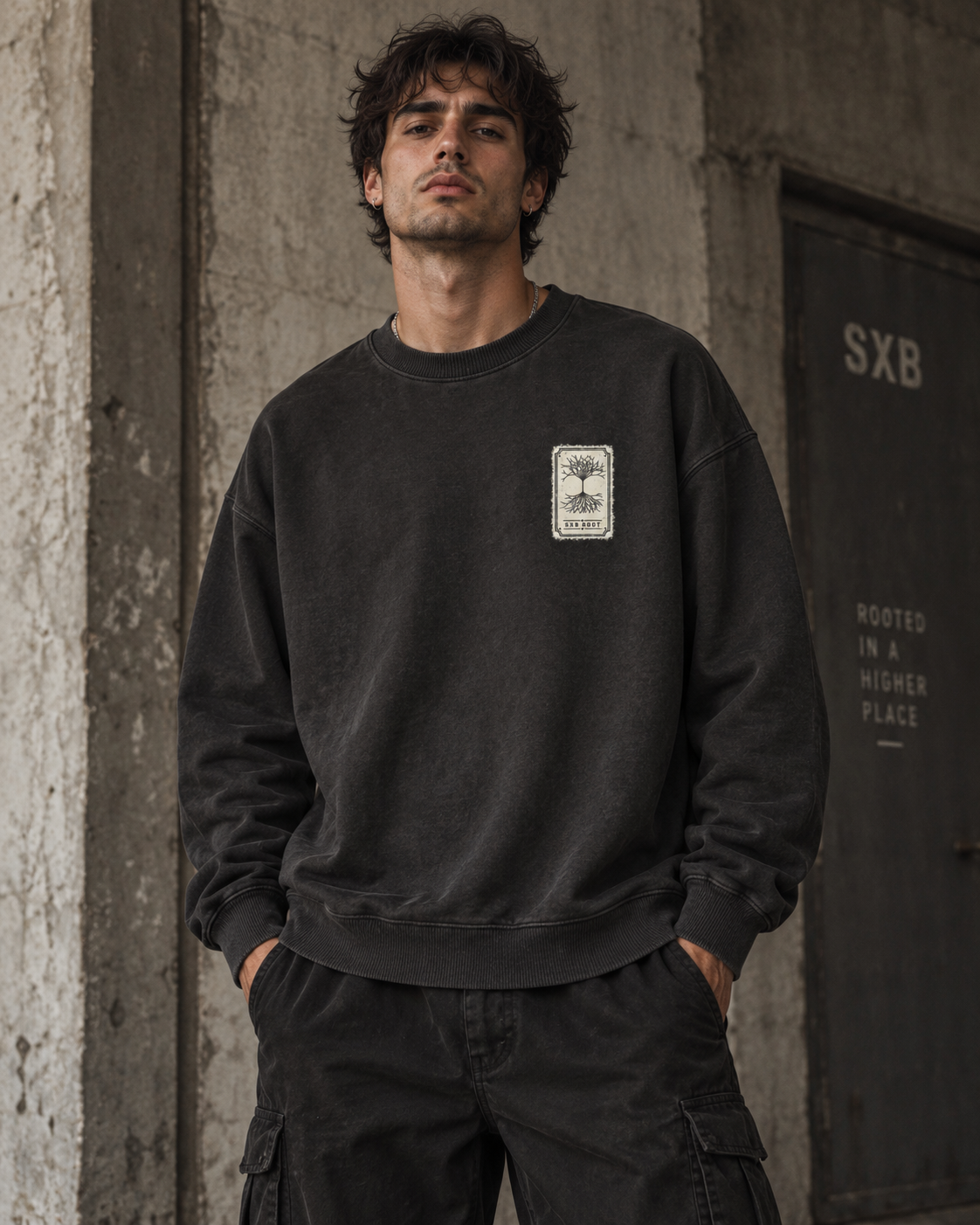SXB ROOT HEAVYWEIGHT CREWNECK// SITE SLIT