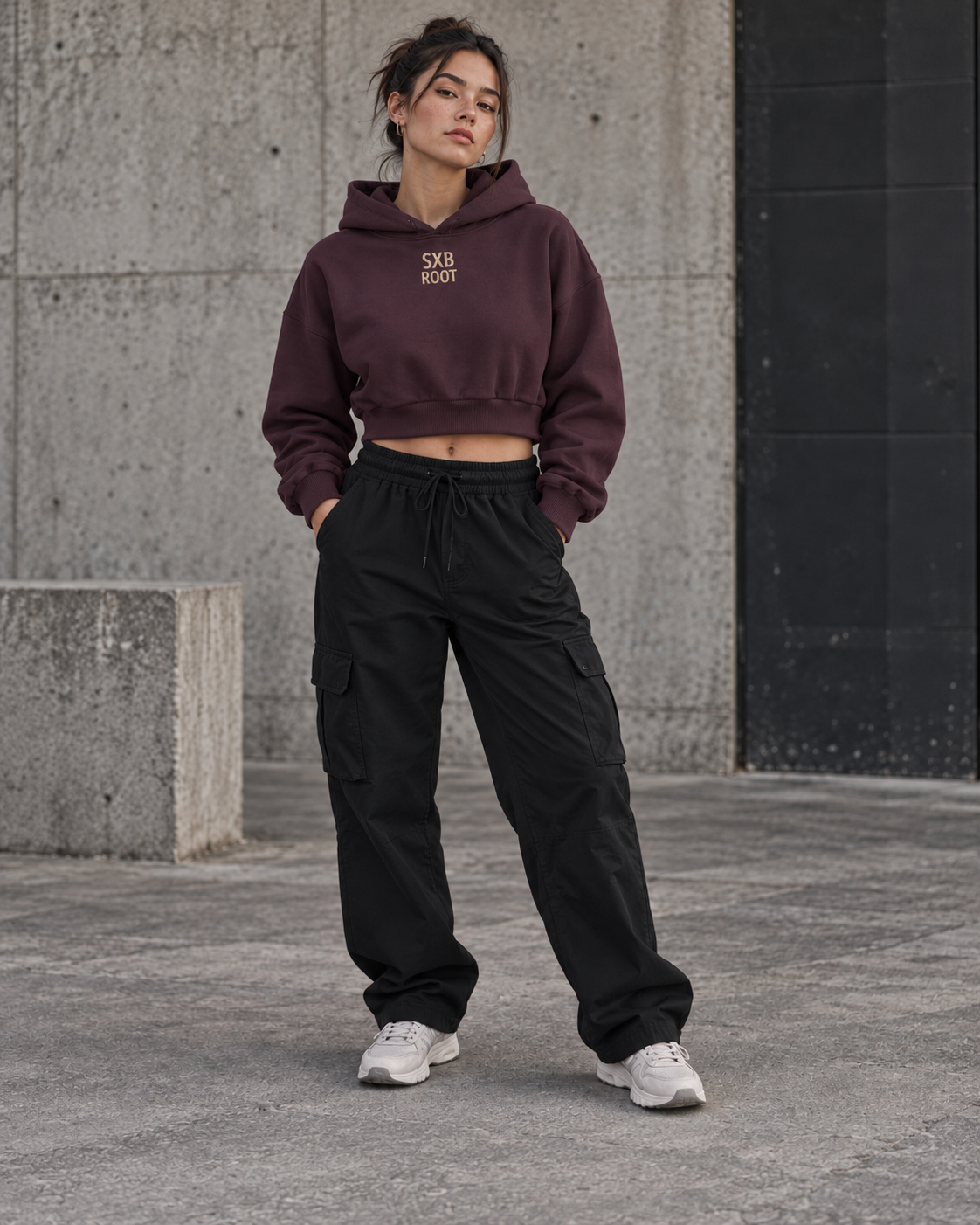 Essential Stay Rooted Cropped Hoodie