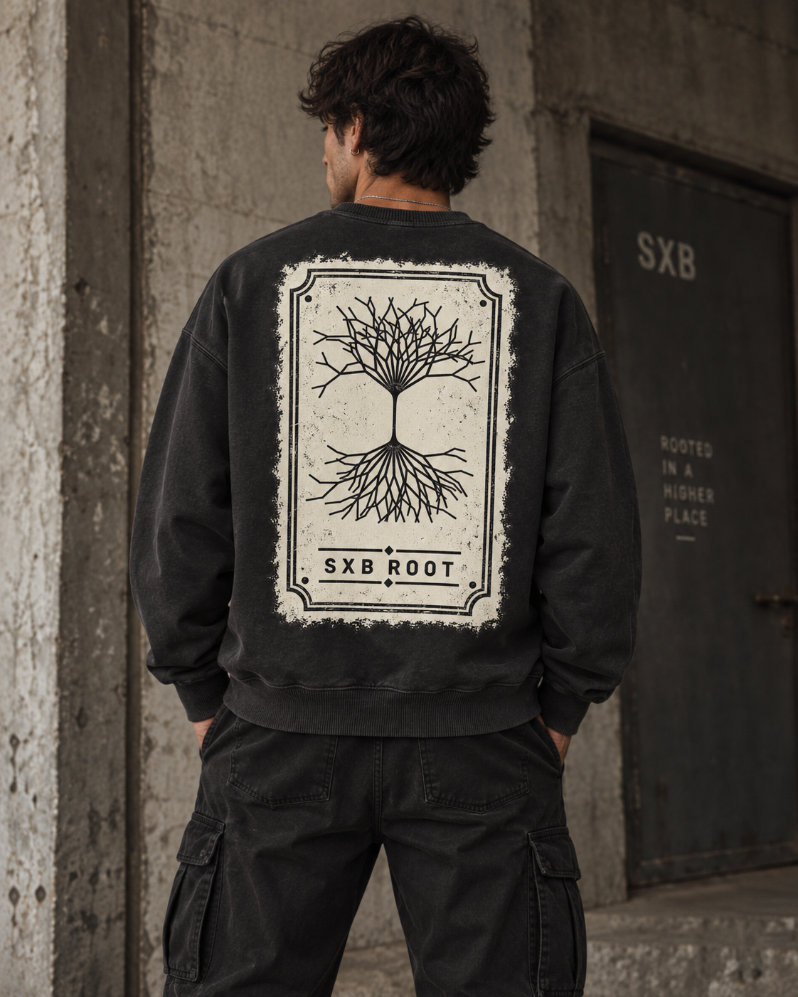 SXB ROOT HEAVYWEIGHT CREWNECK// SITE SLIT