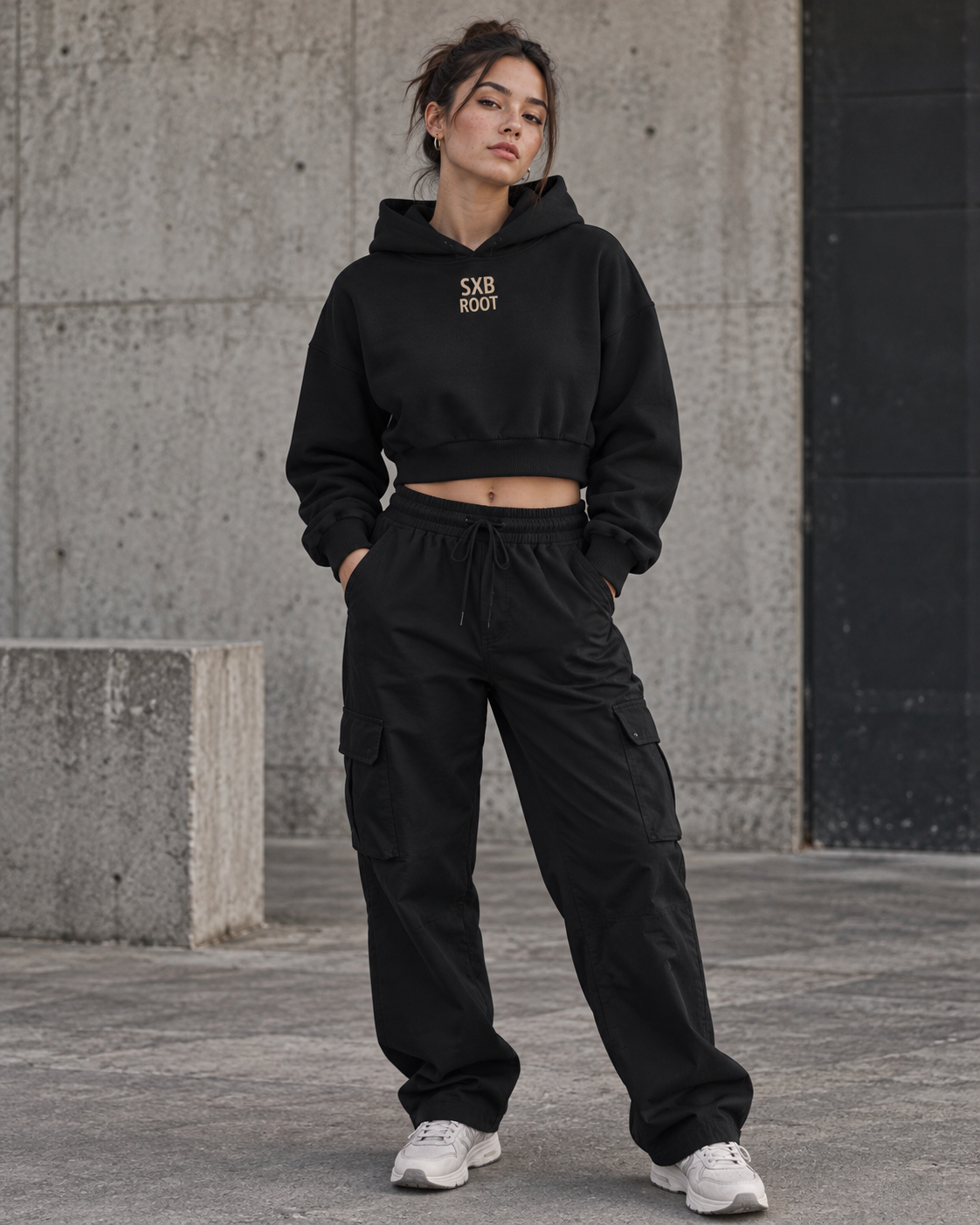 Essential Stay Rooted Cropped Hoodie