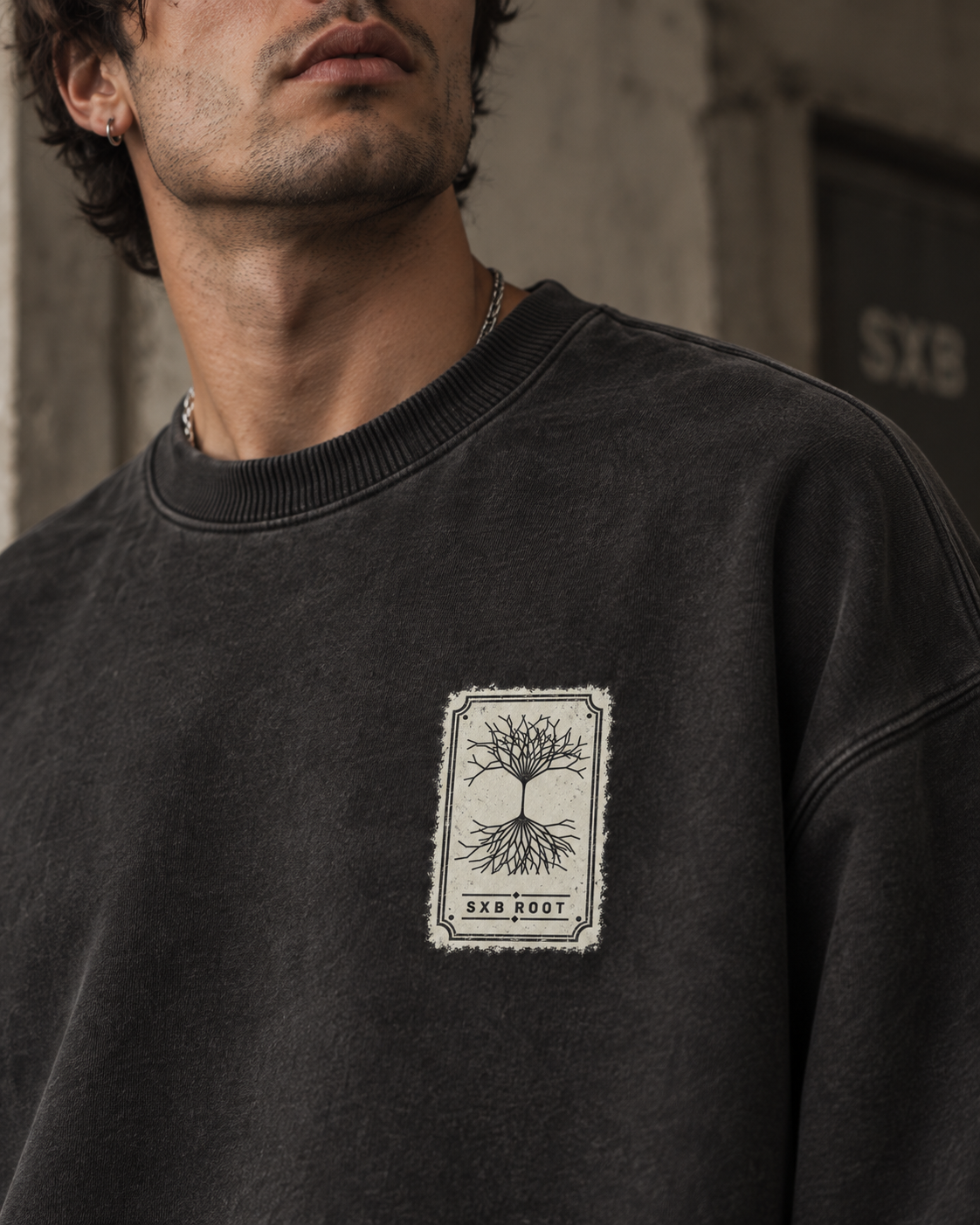 SXB ROOT HEAVYWEIGHT CREWNECK// SITE SLIT