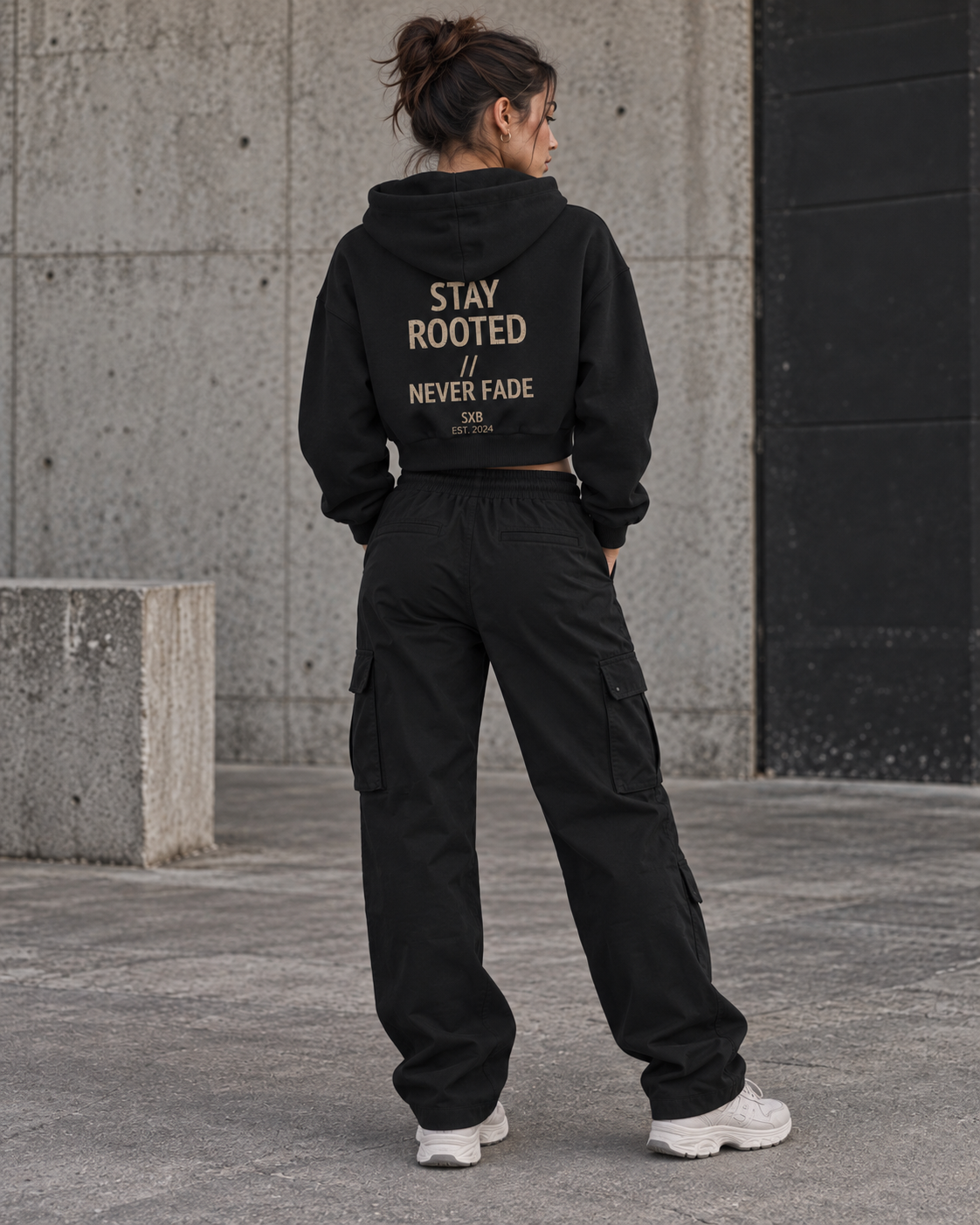 Essential Stay Rooted Cropped Hoodie